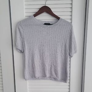 J. Crew Gray Ribbed Crop T-Shirt